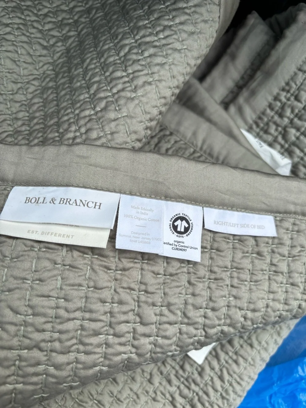 Boll & Branch Signature Textured Stitch Organic Cotton Quilt Sageleaf Full Queen